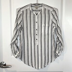🍀LUCKY BRAND🍀 | Women’s Black & White Vertical Striped Button Down Shirt